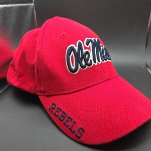 Russell Athletic Ole Miss Rebels NCAA Hat Cap Mens OSFM Red Embroidered Adjbl